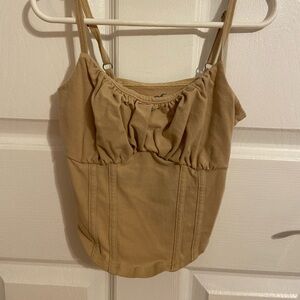 Hollister Tan Camisole with Ruffle Detail